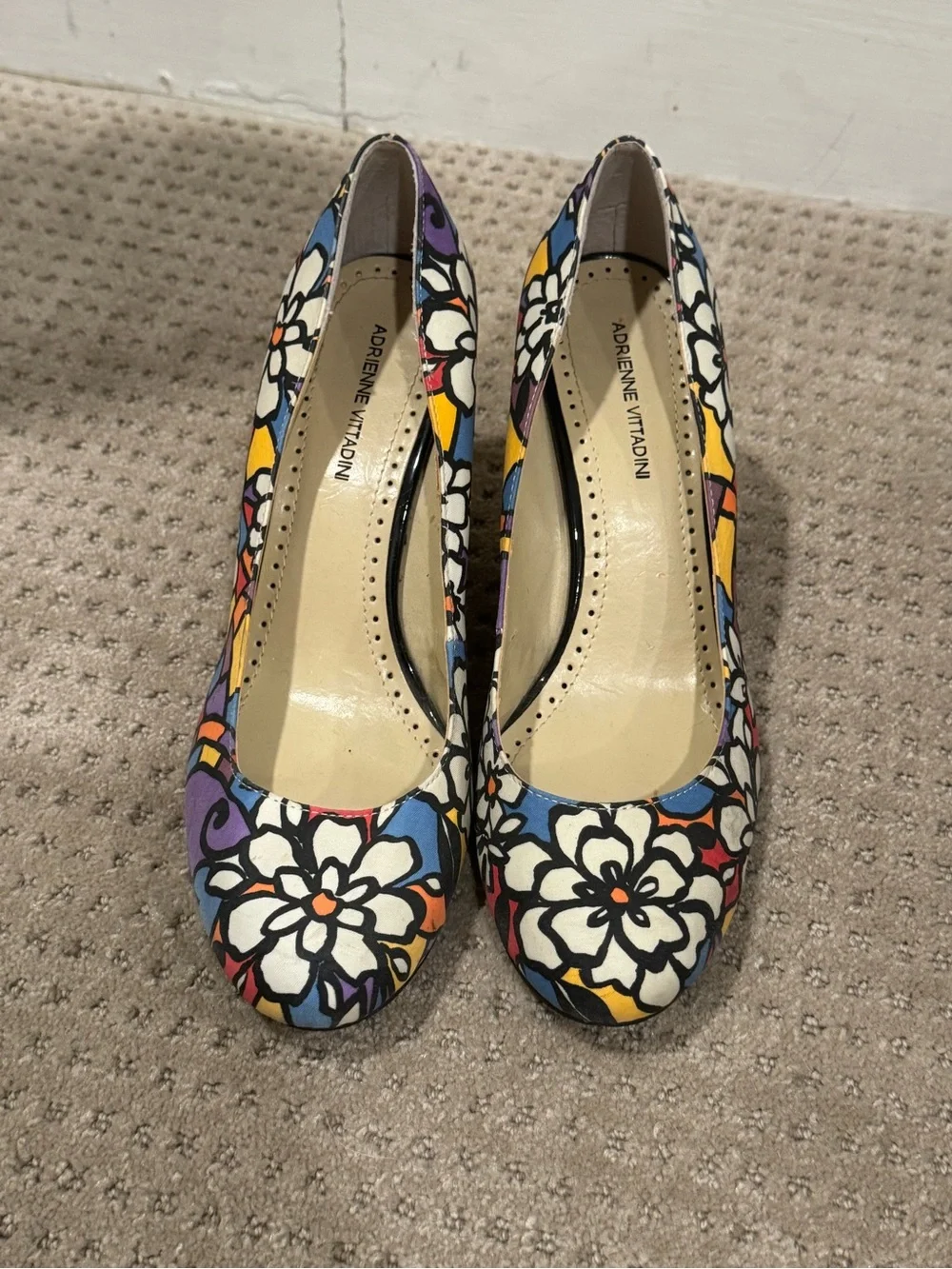 Adrienne Vittadini Multicolor Floral Espadrille Wedges, Size 8.5
